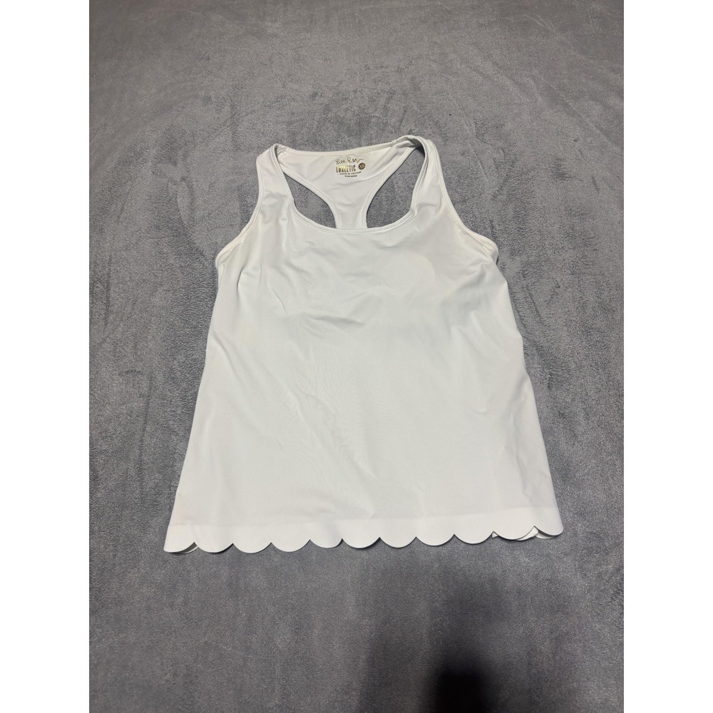 Lilly Pulitzer Tank Top Womens XS White Luxletic Scallop Hem Activewear Gym